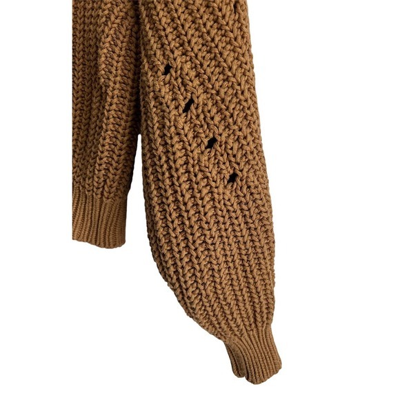 BP Size XS Traveling Stitch Mock Neck Balloon Sleeve Cropped‎ Sweater Tan - Picture 5 of 8